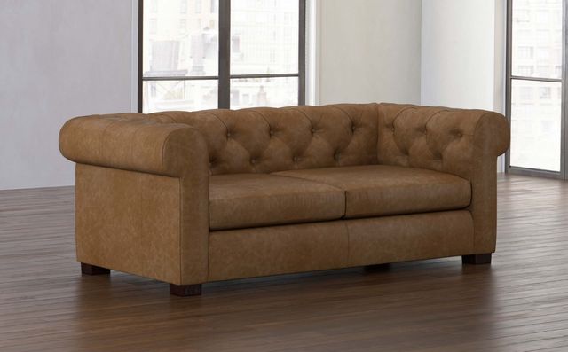 Bassett® Furniture Jamestown Benchmade Soft Umber Leather Loveseat-3