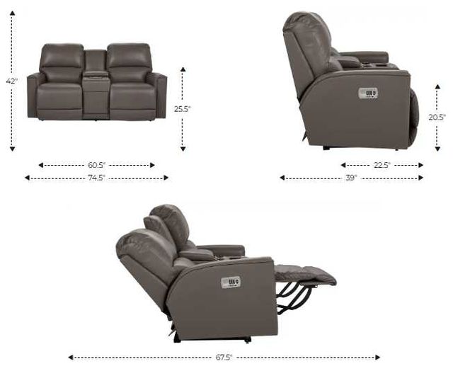 La-Z-Boy® Cade Stone Leather Power Reclining Loveseat with Console and Headrest-2