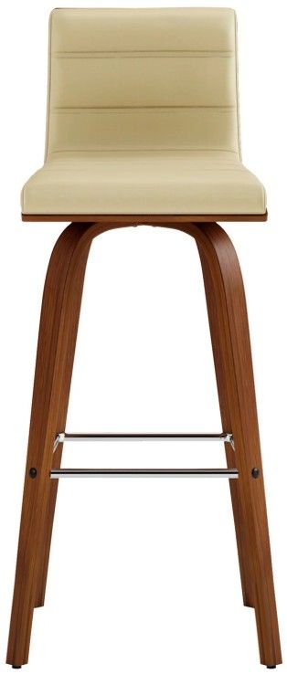 Armen Living Vienna 2-Piece Cream/Walnut Swivel Barstool Set-2