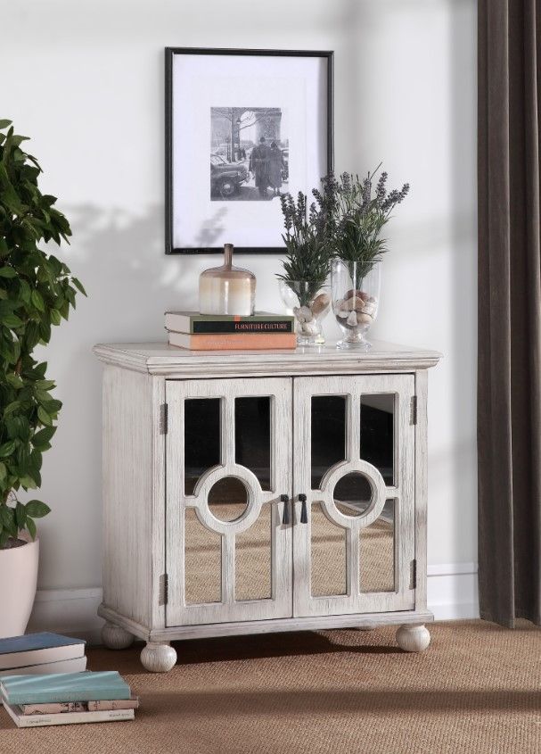 Homelegance® Polly Antique White Accent Chest with Mirror-1