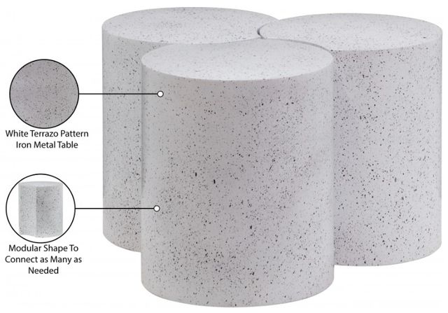 Meridian Furniture Dimple 3-Piece White 20'' Modular Nesting Coffee Table Set-3