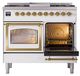 Ilve® Nostalgie II Noblesse 40'' White Pro Style Dual Fuel Range with Brass Trim-4