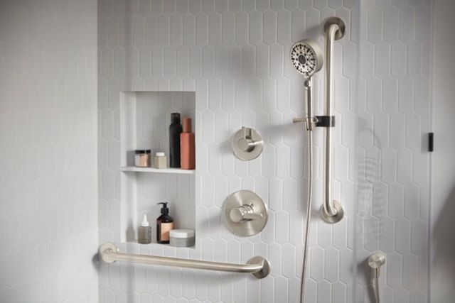 Peerless Precept® Brushed Nickel Tub Shower and Hand Shower-2