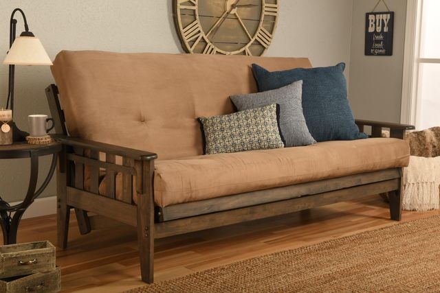 Kodiak Furniture Tucson Suede Peat/Rustic Walnut Full Futon with Mattress-1