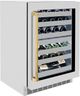 ZLINE Autograph Edition Touchstone 4.8 Cu. Ft. Satin Stainless Steel Wine Cooler with Glass Door and Polished Gold Handle-2