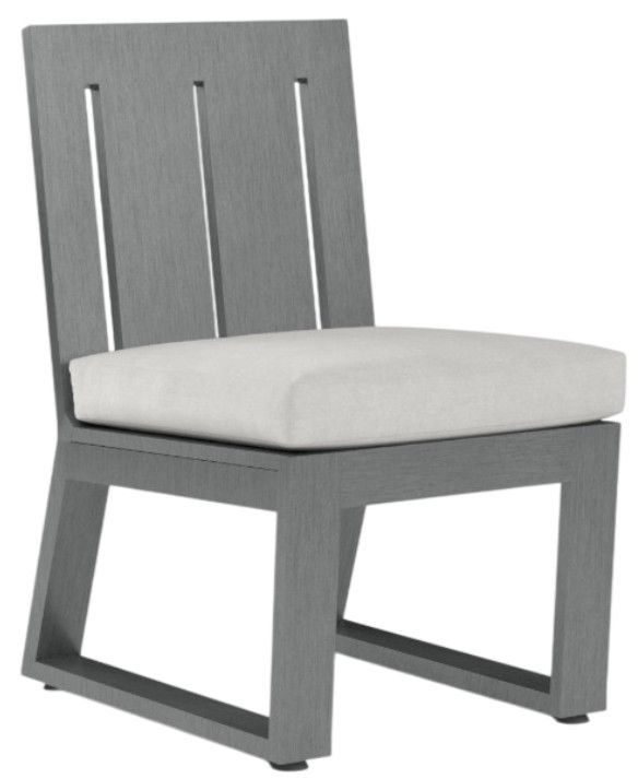 Sunset West Redondo Slate Aluminum Outdoor Dining Side Chair with Cast Silver Cushion-0
