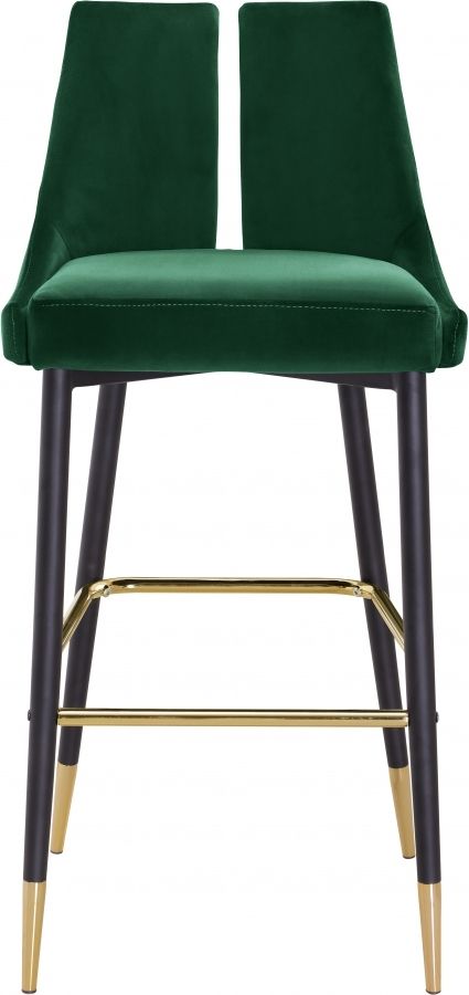 Meridian Furniture Sleek Green Velvet Bar Stool-1