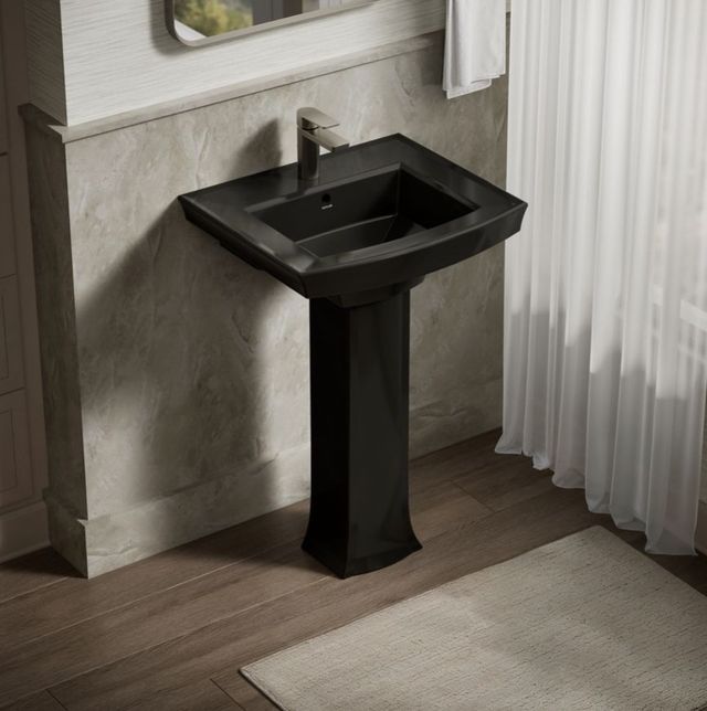 Kohler Archer® Black 24" Rectangular Pedestal Bathroom Sink-2