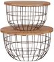 Liberty Furniture Akins Weathered Honey Accent Tables with Gunmetal Nesting Caged -1