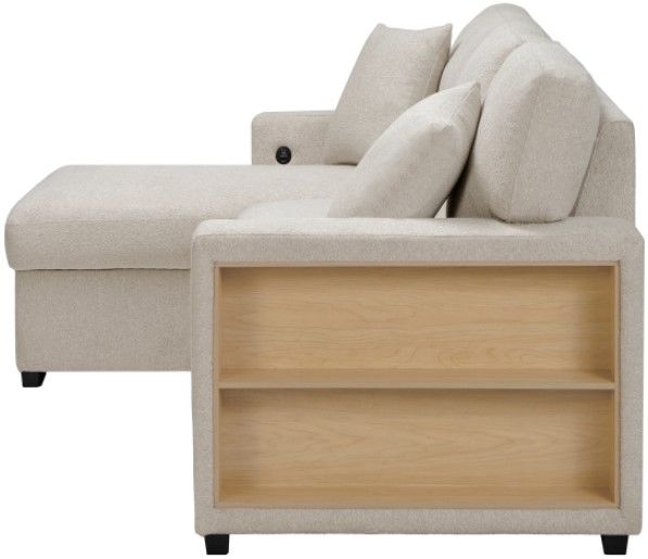 Homelegance® Pompano 2-Piece Beige Left-Arm Facing Pull-out Sleeper Sectional and Chaise-3