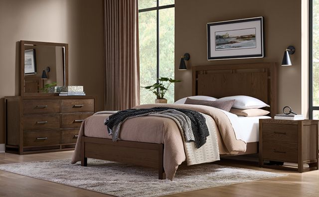 Vaughan-Bassett Lodge & Loft Dark Oak California King Radius Poster Bed-1