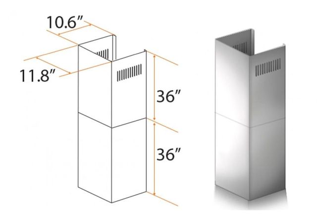 ZLINE 36" Stainless Steel Chimney Extension-2