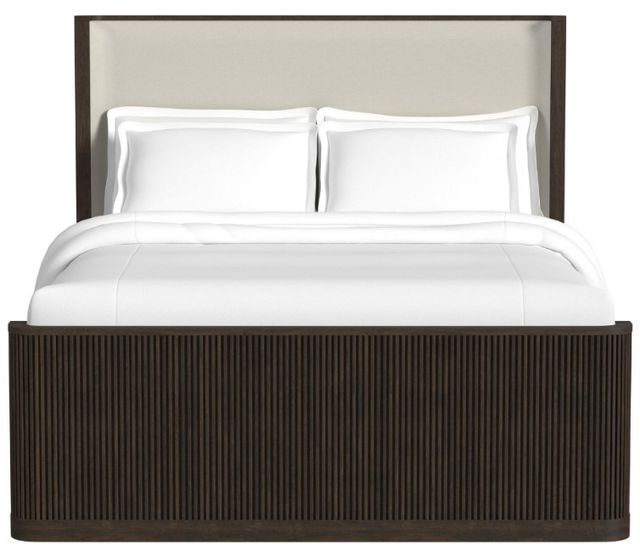 Elements International Sylvie Dark Brown Queen Upholstered Panel Bed-1