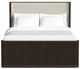Elements International Sylvie Dark Brown Queen Upholstered Panel Bed-1