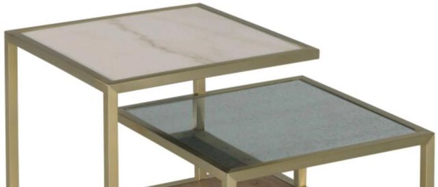 Hammary® Hidden Treasures Tiered Glass Top Bunching Cocktail Table with Brown/Gold Base-1