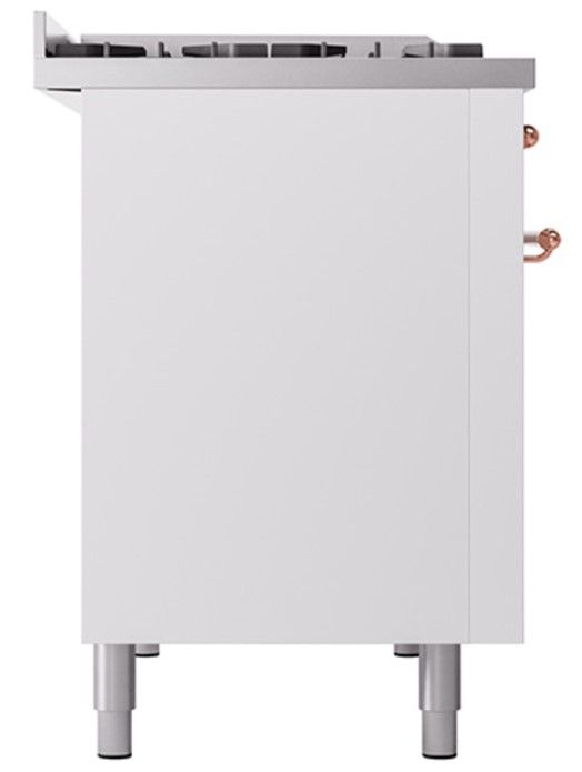 Ilve® Nostalgie II Noblesse 48'' White Pro Style Dual Fuel Range with Copper Trim-2