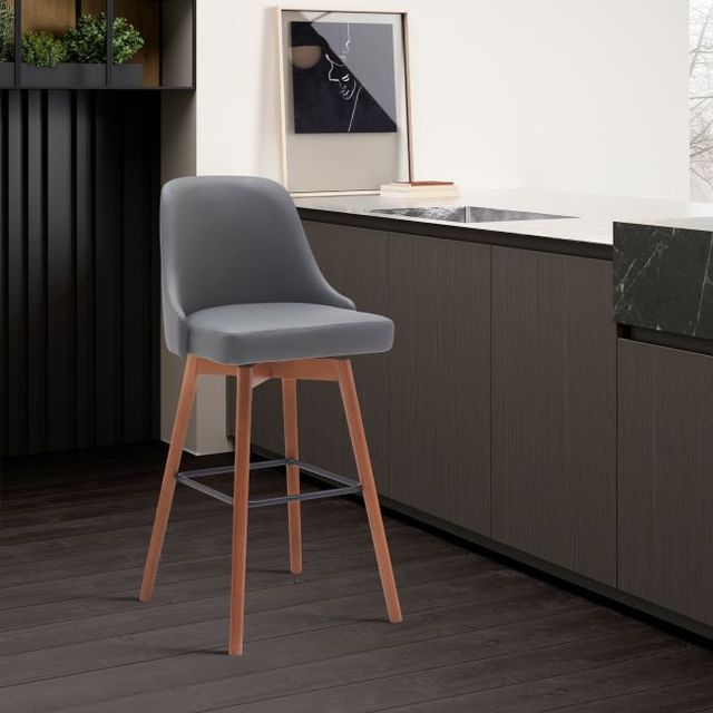Armen Living Sicily Gray/Walnut Swivel Bar Stool-1