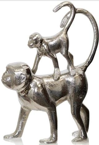 Stylecraft Silver Monkey with Baby Home Décor-1