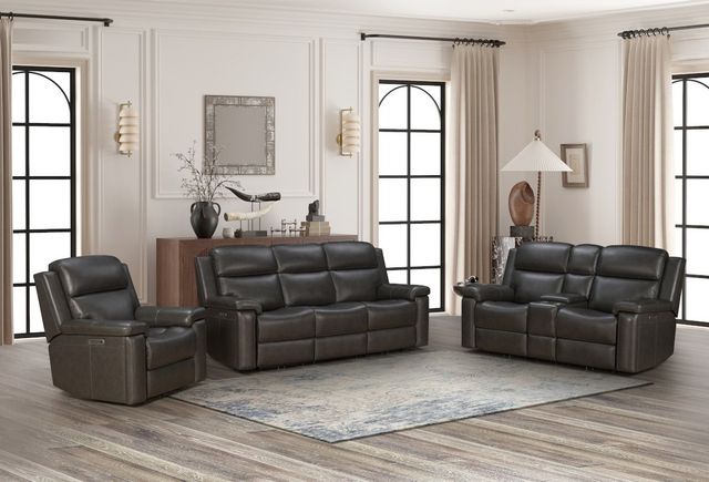 BarcaLounger® Leon Matteo Smokey Gray Leather Power Recliner-2
