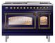 Ilve® Nostalgie II Noblesse 48'' Midnight Blue Pro Style Dual Fuel Range with Burnished Trim-1