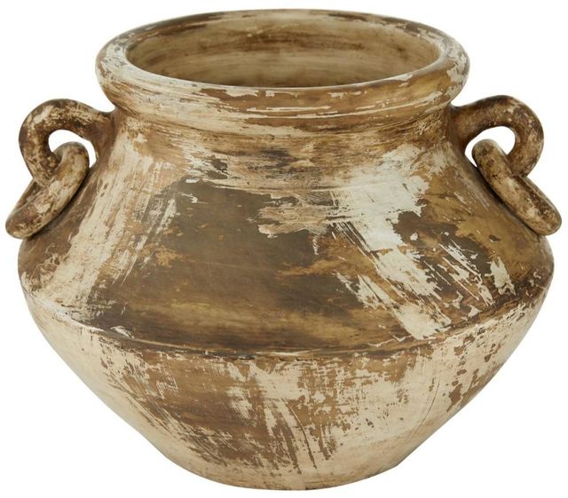 Deco Marche Beige 13" Ceramic Distressed Vase-1