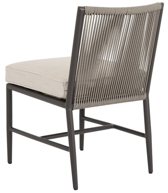 Sunset West Pietra Stone Gray Aluminum/Olefin Rope Outdoor Dining Side Chair with Echo Ash Cushion-3