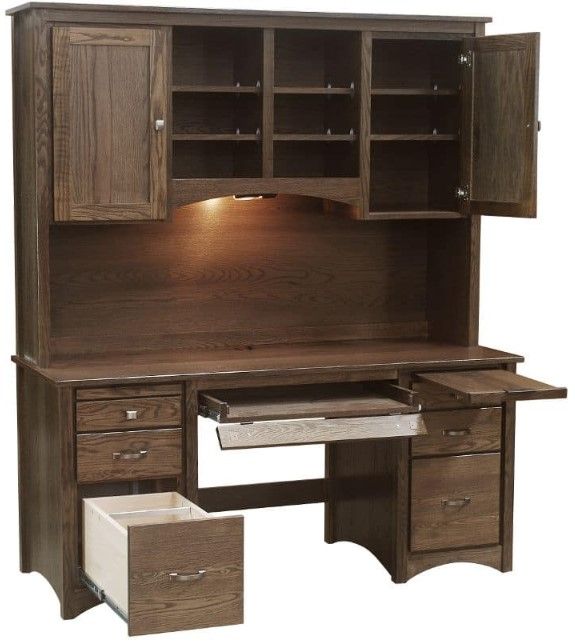 Wolfcraft Furniture McMillan Black 65" Desk with Hutch-1