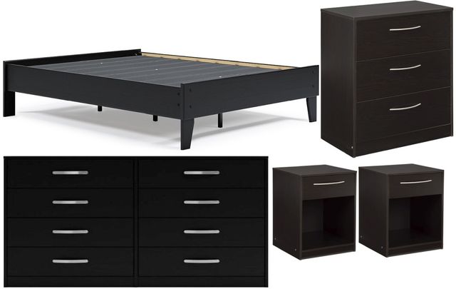 Signature Design by Ashley® Finch 5-Piece Black Queen Platform Bed Set-0