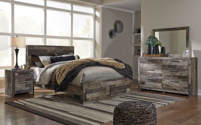 Benchcraft® Derekson 2-Piece Multi Gray Queen/Full Panel Storage Bed Bedroom Set-3