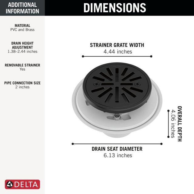 Delta Matte Black 4" Tile-In Round Shower Drain-3