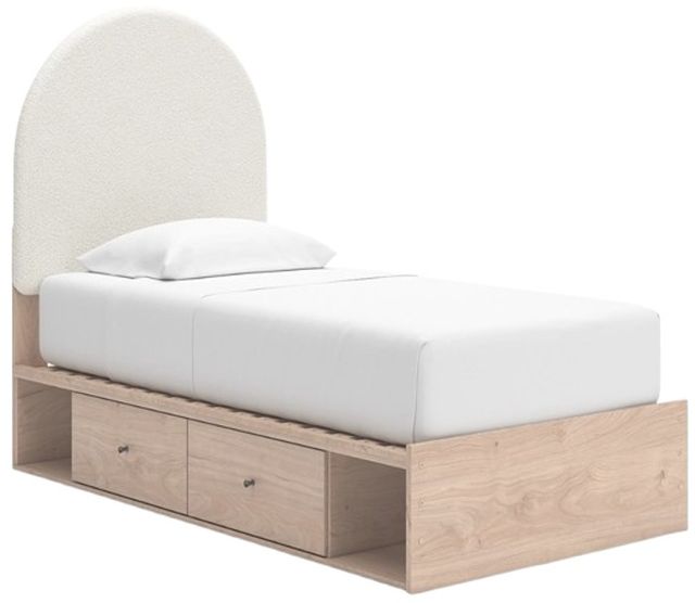 Signature Design by Ashley® Arloster Tan/White Twin Upholstered Panel Storage Bed-0