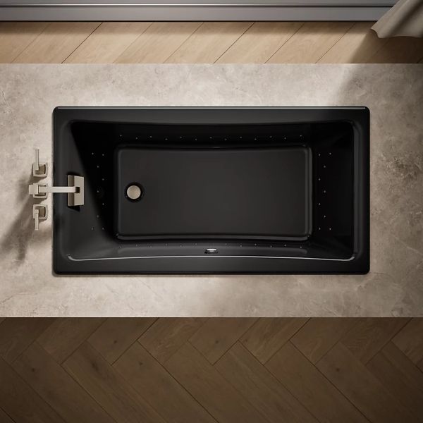 KOHLER® Tea-For-Two® Black 60" x 32" Drop-In Heated BubbleMassage™ Air Bath-1