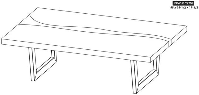 International Furniture Direct Raramuri Stained Dark 55" Cocktail Table with Black Base-2