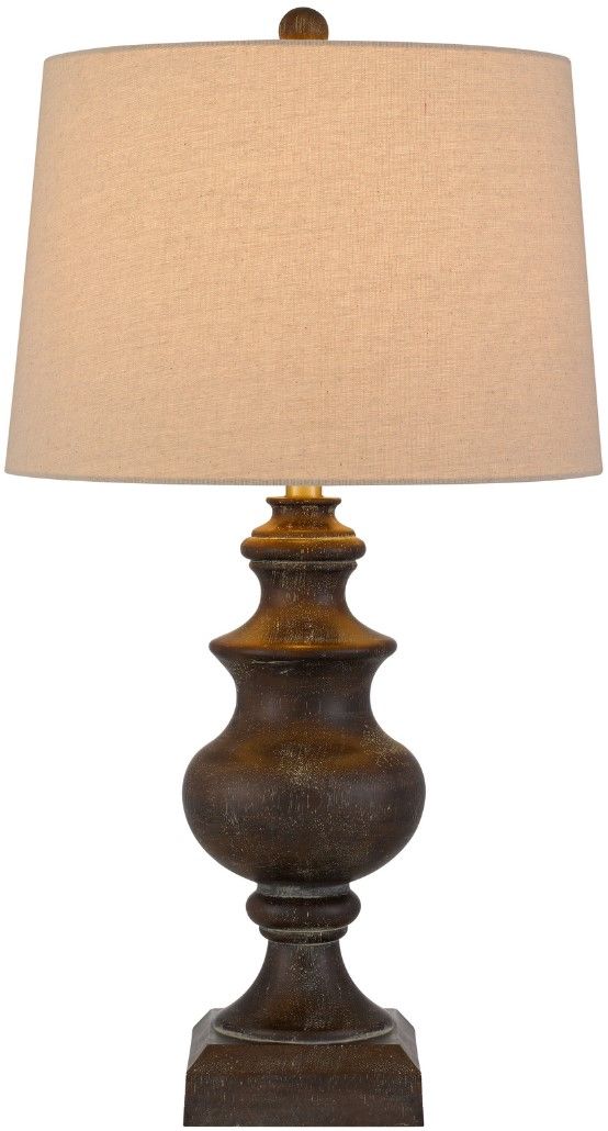Cal® Lighting & Accessories Urn Style 2-Piece Rustic Oak Table Lamp Set-1