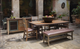 International Furniture Direct Antique Brown Dining Table with Iron Base-1