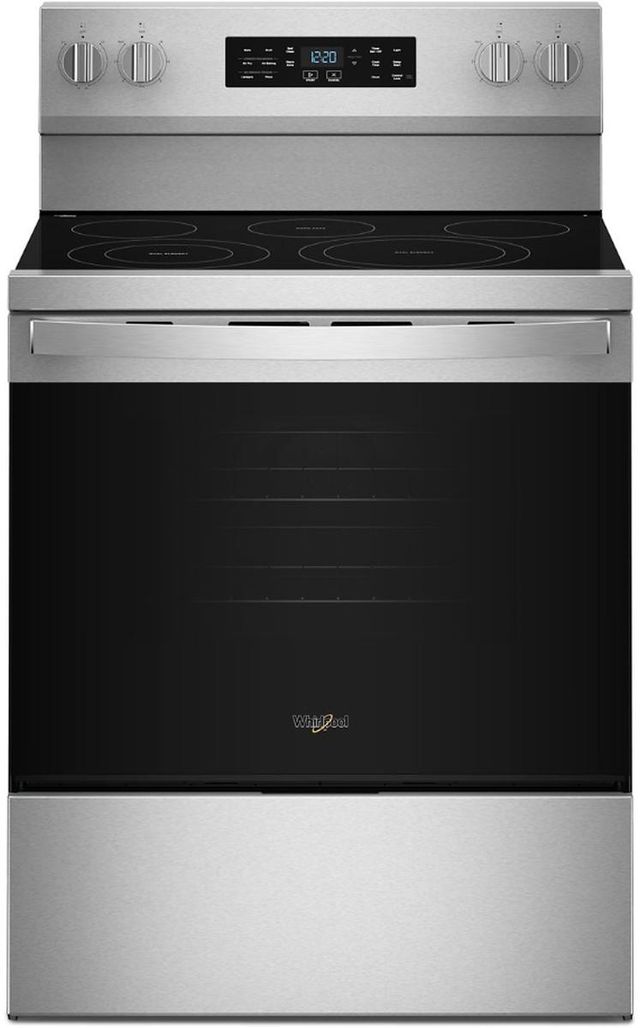 Whirlpool® 30" Fingerprint Resistant Stainless Steel Freestanding Glass-Top Electric Range with Air Cooking Technology-0