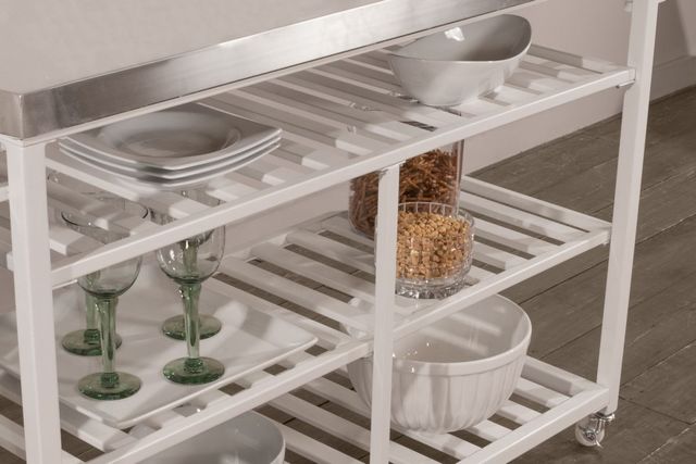 HH2 Home Kennon White Stainless Steel Kitchen Cart-2