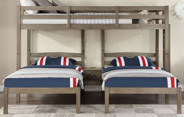 Furniture of America® Hortense Warm Gray Triple Twin Bunk Bed-0