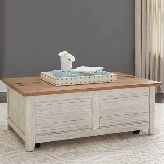 Liberty Furniture Farmhouse Reimagined Antique White/Chestnut Storage Trunk-1