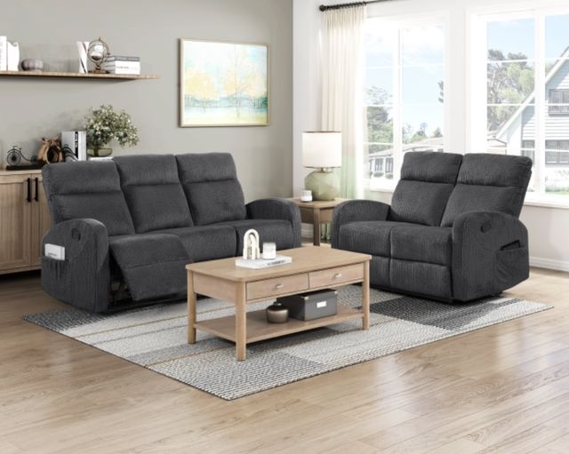 Homelegance® Allen Dark Gray Manual Double Reclining Sofa-1