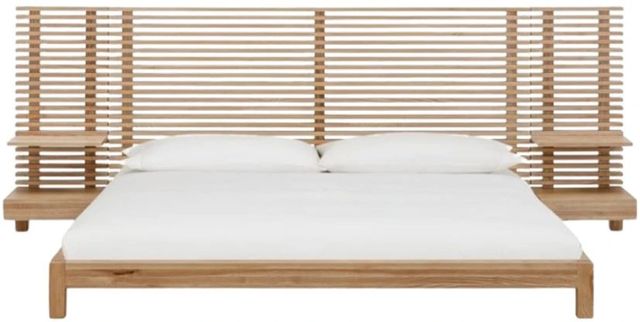Modus Furniture Tanner Flaxen Wall Eastern King Panel Bed with Integrated Nightstands-2