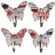 A & B Home 4-Piece Black/Gray/Red Butterfly Wall Hooks Set-0