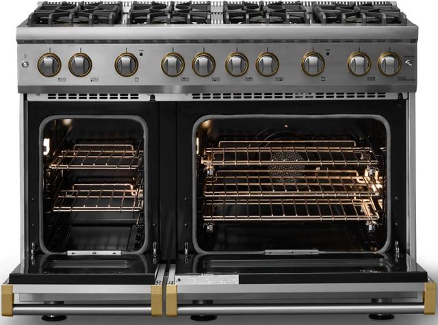 Viking® 5 Series 48" Stainless Steel Pro Style Gas (LP) Range with Brushed Brass Trim-1