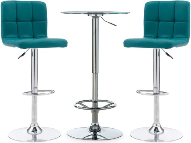 Powell® Jenna 3-Piece Chrome/Teal Pub Set-0