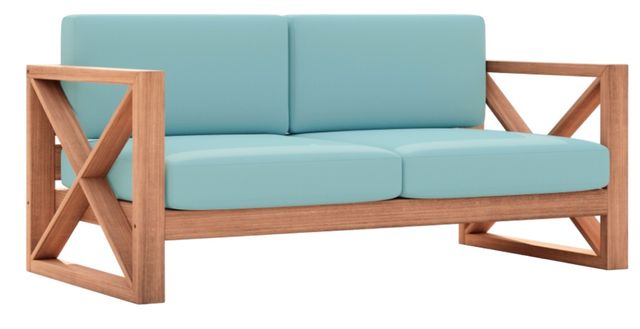 Meridian Furniture Anguilla Sea Blue Fabric Outdoor Accent Loveseat-0