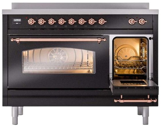 Ilve® Nostalgie II Series 48" Glossy Black Pro Style Induction Range-2