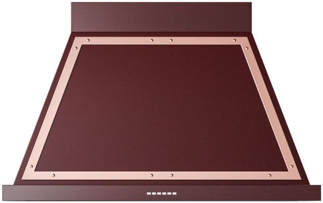 Ilve® Nostalgie II Noblesse 40" Burgundy Wall Mounted Range Hood with Copper Trim-0