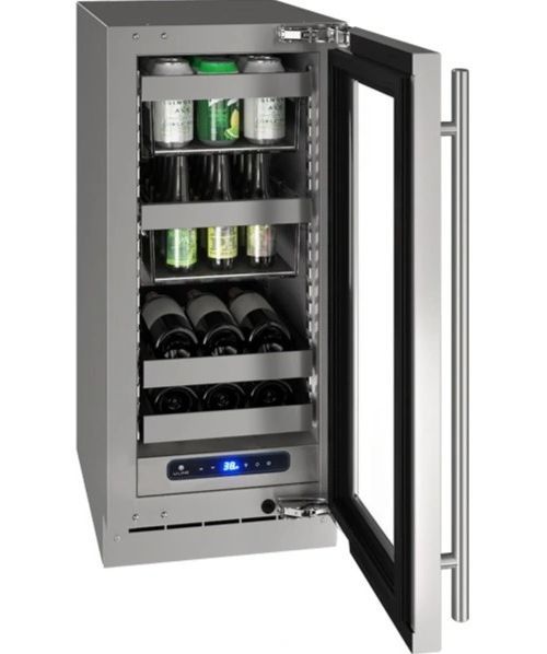 U-Line 5 Class Collection 15” 2.9 Cu. Ft. Stainless Steel Beverage Center with Left Hinge Glass Door-3