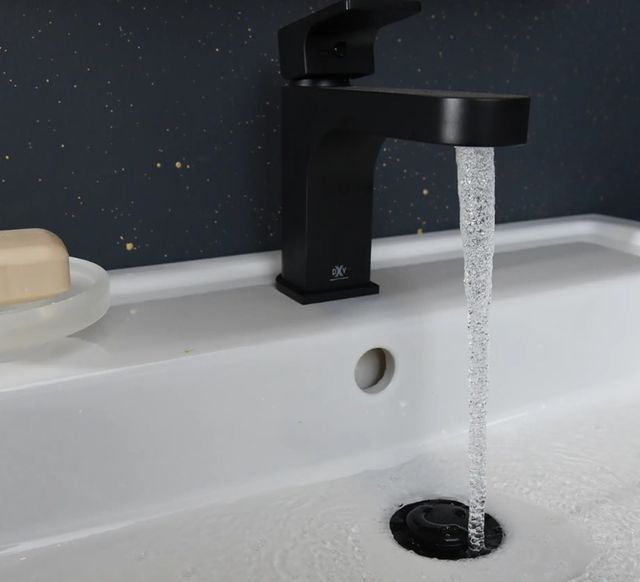 DXV Equility® Matte Black Single Handle Bathroom Faucet with Lever Handle and Grid Drain-2