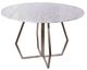 A & B Home Stepney Antique Silver/White Marble Round Dining Table-0